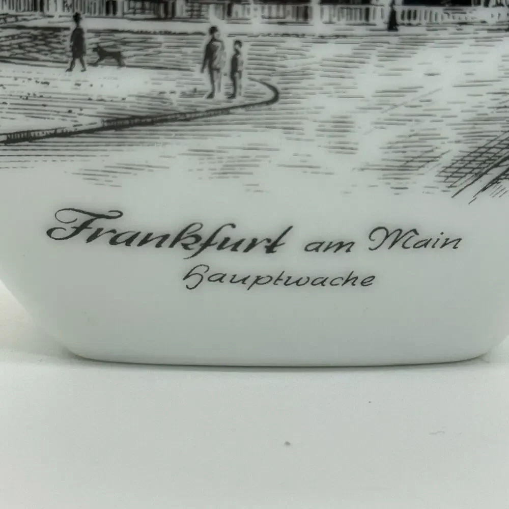 VTG AK Kaiser West Germany Frankfurt am Main Hauptwache Scene Porcelain Bud Vase